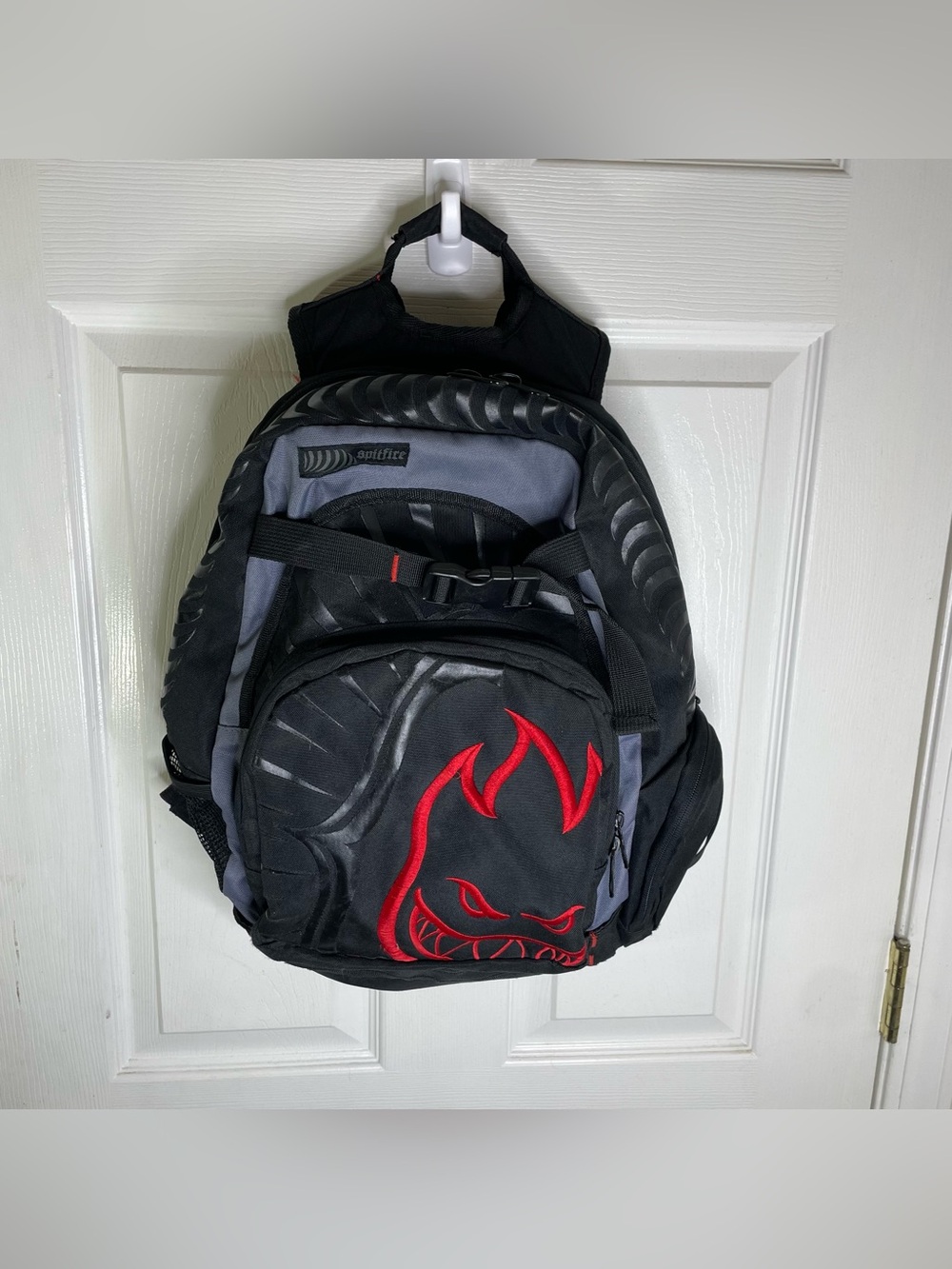 Vtg Spitfire Skateboard Backpack Black Red Logo Y2K Skate (Read Description